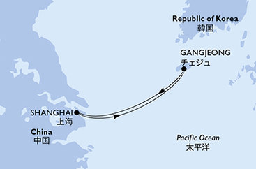 Čína, Južná Kórea zo Šanghaja na lodi MSC Bellissima