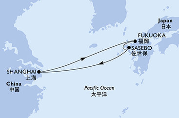 Čína, Japonsko zo Šanghaja na lodi MSC Bellissima