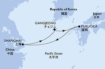 Čína, Južná Kórea, Japonsko zo Šanghaja na lodi MSC Bellissima
