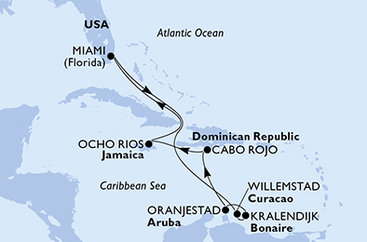 USA, Curacao, Bonaire, Aruba, Dominikánska republika, Jamajka z Miami na lodi MSC Poesia