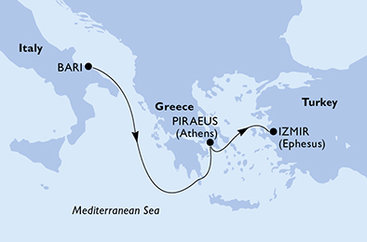 Taliansko, Grécko, Turecko z Bari na lodi MSC Sinfonia