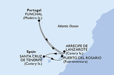 Španielsko, Portugalsko Z Lanzarote na lodi MSC Fantasia