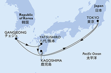 Japonsko, Južná Kórea z Tokia na lodi MSC Bellissima