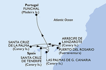 Španielsko, Portugalsko z Tenerife na lodi MSC Musica