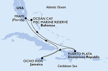 USA, Bahamy, Dominikánska republika, Jamajka z Miami na lodi MSC Divina
