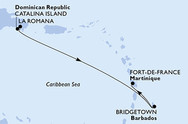 Dominikánska republika, Barbados, Martinik z La Romany na lodi MSC Opera