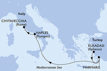 Turecko, Taliansko z Kusadasi na lodi MSC Divina