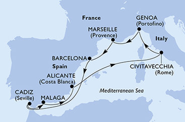 Taliansko, Francúzsko, Španielsko z Civitavechie na lodi MSC Magnifica