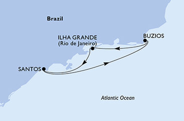 Brazília zo Santosu na lodi MSC Sinfonia