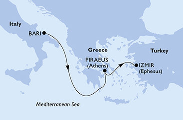 Taliansko, Grécko, Turecko z Bari na lodi MSC Lirica