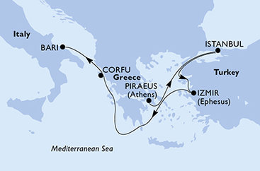 Grécko, Turecko, Taliansko z Pireusu na lodi MSC Sinfonia