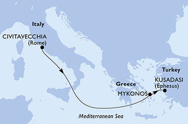 Taliansko, Grécko, Turecko z Civitavechie na lodi MSC Divina
