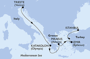 Taliansko, Grécko, Turecko z Trieste na lodi MSC Fantasia