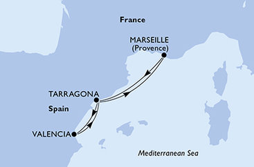 Francúzsko, Španielsko z Marseille na lodi MSC Orchestra
