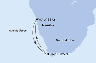 Juhoafrická republika, Namíbia z Kapského Mesta na lodi MSC Armonia