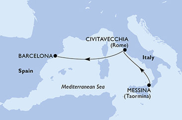 Taliansko, Španielsko z Messiny na lodi MSC Fantasia