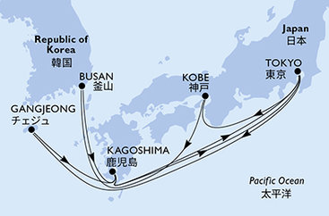 Japonsko, Južná Kórea z Tokia na lodi MSC Bellissima
