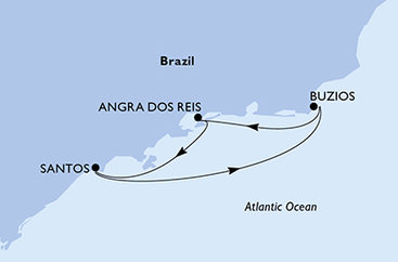 Brazília zo Santosu na lodi MSC Preziosa