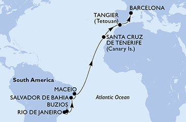 Brazília, Španielsko, Maroko z Rio de Janeira na lodi MSC Virtuosa