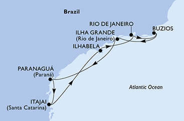 Brazília z Rio de Janeira na lodi MSC Lirica
