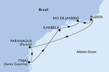 Brazília z Rio de Janeira na lodi MSC Lirica Brazília z Rio de Janeira na lodi MSC Lirica