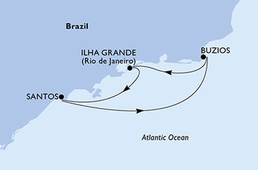 Brazília zo Santosu na lodi MSC Musica