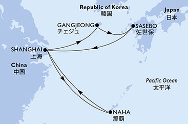 Čína, Južná Kórea, Japonsko zo Šanghaja na lodi MSC Bellissima