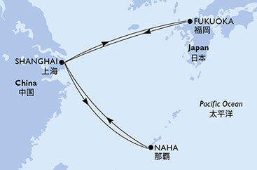 Čína, Japonsko zo Šanghaja na lodi MSC Bellissima