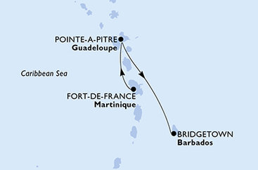Martinik, Guadeloupe, Barbados z Fort de France na lodi MSC Virtuosa