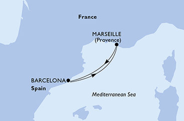 Francúzsko, Španielsko z Marseille na lodi MSC Seashore