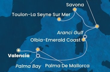 Španielsko, Taliansko, Francúzsko z Valencie na lodi Costa Pacifica