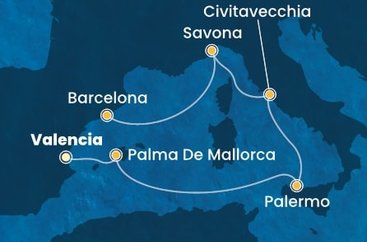 Španielsko, Taliansko z Valencie na lodi Costa Pacifica