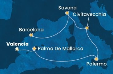 Španielsko, Malorka, Sicília, Taliansko z Valencie na lodi Costa Pacifica