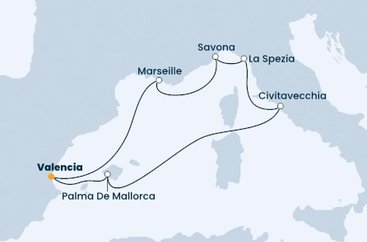 Španielsko, Francúzsko, Taliansko z Valencie na lodi Costa Diadema