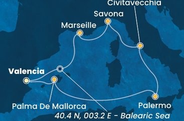 Španielsko, Taliansko, Francúzsko z Valencie na lodi Costa Pacifica