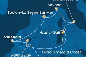 Španielsko, Taliansko, , Francúzsko z Valencie na lodi Costa Pacifica