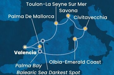 Španielsko, Taliansko, Francúzsko z Valencie na lodi Costa Pacifica