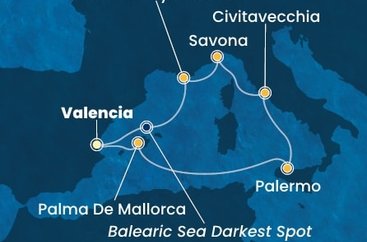 Španielsko, Taliansko, Francúzsko z Valencie na lodi Costa Pacifica