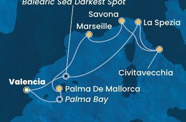 Španielsko, Taliansko, Francúzsko z Valencie na lodi Costa Pacifica
