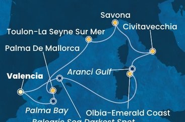 Španielsko, Taliansko, Francúzsko z Valencie na lodi Costa Pacifica