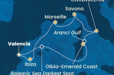 Španielsko, Taliansko, Francúzsko z Valencie na lodi Costa Pacifica