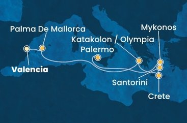 Španielsko, Grécko, Taliansko z Valencie na lodi Costa Pacifica