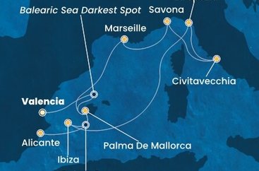 Španielsko, Taliansko, Francúzsko z Valencie na lodi Costa Pacifica