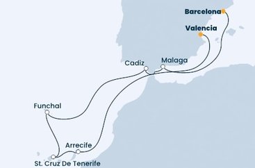 Španielsko, Portugalsko z Valencie na lodi Costa Diadema