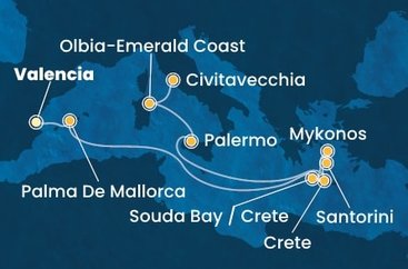 Španielsko, Grécko, Taliansko z Valencie na lodi Costa Pacifica