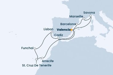Španielsko, Portugalsko, Francúzsko, Taliansko z Valencie na lodi Costa Firenze