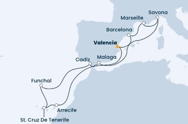Španielsko, Portugalsko, Francúzsko, Taliansko z Valencie na lodi Costa Firenze