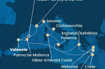 Španielsko, Grécko, Taliansko, Francúzsko z Valencie na lodi Costa Pacifica