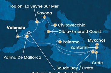 Španielsko, Grécko, Taliansko, Francúzsko z Valencie na lodi Costa Pacifica