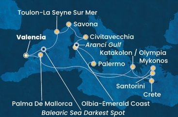 Španielsko, Grécko, Taliansko, Francúzsko z Valencie na lodi Costa Pacifica
